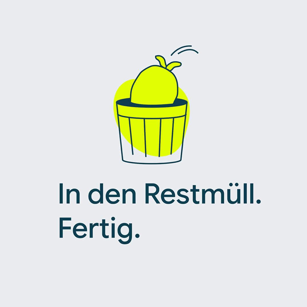 Müllbeutel und Granulat einlegen